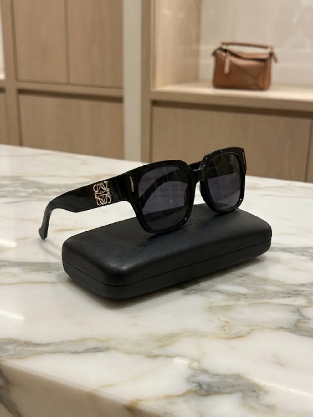 Black Square Women's Sunglasses with Gold Accent